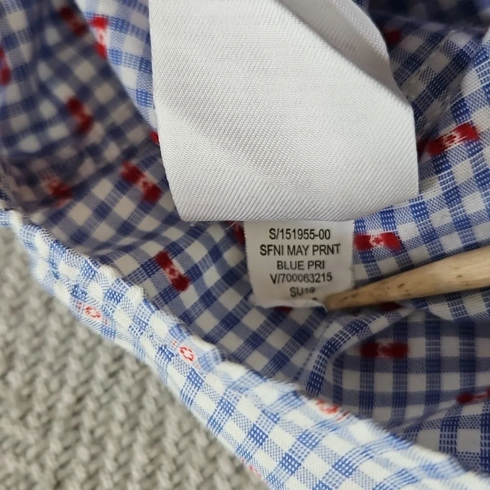 Banana Republic Shirt Mens XL 17-17.5 35-36 Non-Iron Blue Check Slim Fit EUC Top